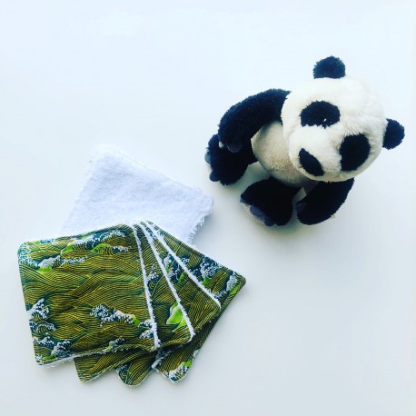 Hokusai Semainier Carrés de Coton Lavables